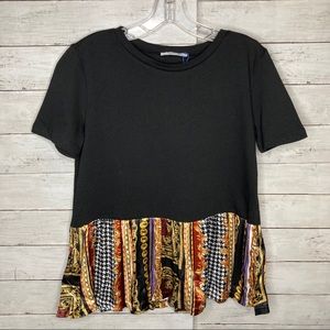 ZARA Trafaluc Pattern Hem Blouse Size Small
